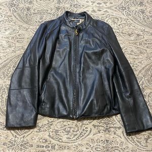Wilsons Black Moto Leather Jacket Women XL